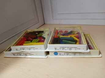 4  Sets Of Cuisenaire Rod Assortments. Plastic Trays.  Great For Math Instruction, Addition Fractions Etc.