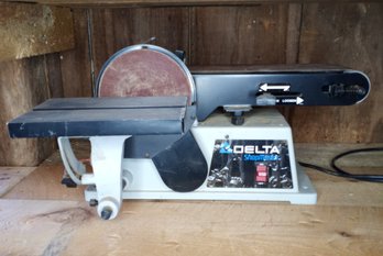 A Delta ShopMaster Model SA446 4' Belt/6' Disc Sander