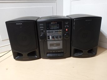 A Sony Brand, Combination CD, Tape And Radio Playing, Battery Or Plug In Style Boom Box