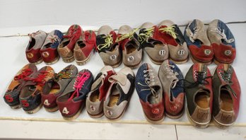 10 Pairs Of Leather Bowling Shoes. Various Sizes