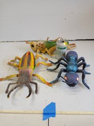 3 Large Plastic Bugs Vintage Educational Toys