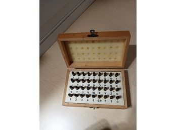 Complete King Brand, 36 Piece, Steel Stamp Set In A Wooden Box.