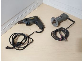 2 Power Tools: 3/8' Holgun Drill And A Porter * Cable Cutout Tool