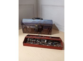 A Deer-themed Tool Box With An Assortment Of Tools Included.