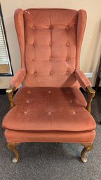 Vintage Chair - Burnt Coral Salmon Orange - Accent Highback Fabric Arm Chair