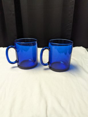 Royal Blue Glass Mugs (set Of 2)