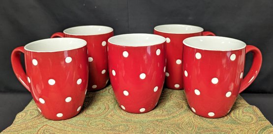 Stoneware Red Polka Dot Mugs