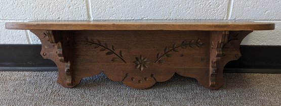 Hanging Wooden Shelf With Floral Carvings