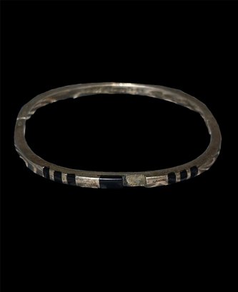 Sterling Silver Bracelet W Inlay Onyx