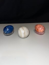 Polished Stone Eggs And Stone Paperweight