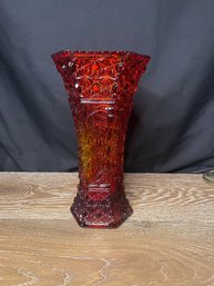 LE Smith Amberina Daisy & Button Vase Vintage