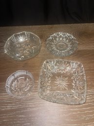 Stunning Crystals Pieces Ashtray, Candy Dish , And Candy Bowl