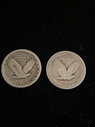 (2) Standing Liberty Coins Quarters Silver