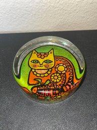 Vintage Glass Deco Cat Paperweight