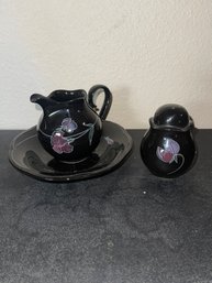 Vtg Mikasa Creamer Pot And Saucer And Salt Shaker