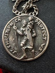 Vintage Sterling St. Christopher Religious  Medal