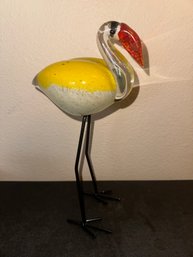 Murano Style Blown Glass Pelican With Metal Legs