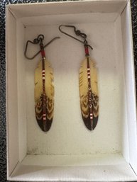 Native American Bone Feather Earrings