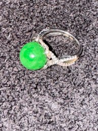 Sterling Green Onyx Ring Size 6