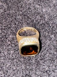 Vintage Mens Sterling And Citrine Ring