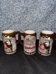 Vintage Trio Of 1972 Hamms Beer Oktoberfest Steins/mugs