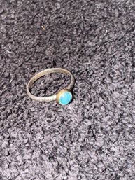 Sterling & 14kt Gold Bezel Ring W Turquoise