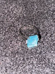 Sterling Ring W Aquamarine Stone