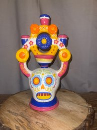 DIA DE MUERTOS Ceramic CALAVERA CANDLE HOLDER Flavia Z Drago OFRENDA