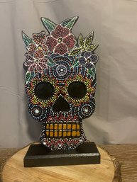 Day Of The Dead Decorative Wood Sugar Skull Made In India 14.5' T X 8' W