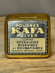 Antique Kafa Powder Tin Box Made In Geneva, Swiss 1910