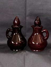 2 Ruby Red Cruet Avon Strawberry Vintage 1970s