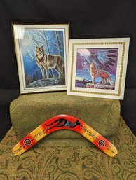 Wolf Artwork And Boomerang