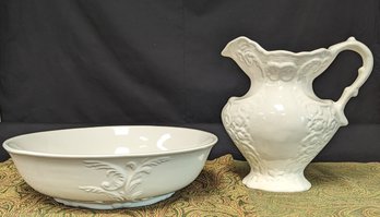 Large Glass Bowl And Vase With Handle
