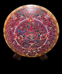 Beautiful Wooden Aztec Calendar Decor