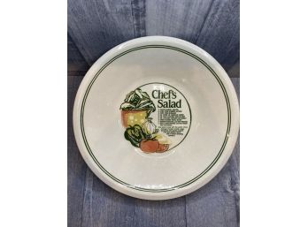 Vintage 1980s Chef Salad Recipe Serving Bowl