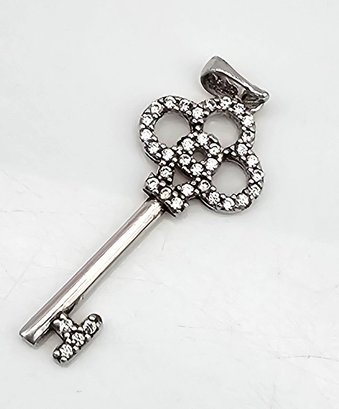 KTR Diamond Sterling Silver Key Pendant 1.6 G