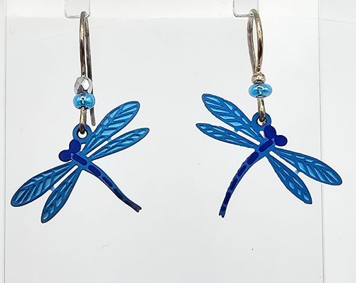 Sterling Silver Dragonfly Drop Dangle Earrings 1 G
