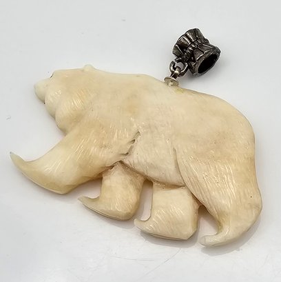 Bone Carved Polar Bear Pendant 10 G
