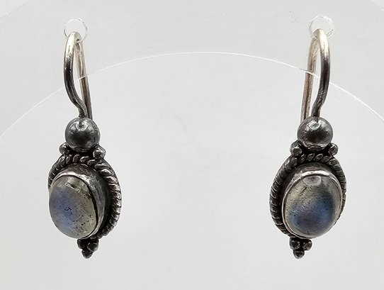 Moonstone Sterling Silver Drop Dangle Earrings 3.6 G