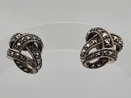 ACI Marcasite Sterling Silver Earrings 2.6 G