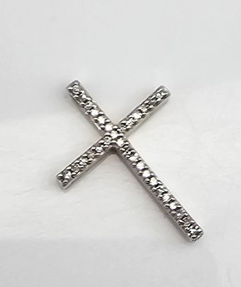 Diamond Sterling Silver Cross Pendant 0.9 G