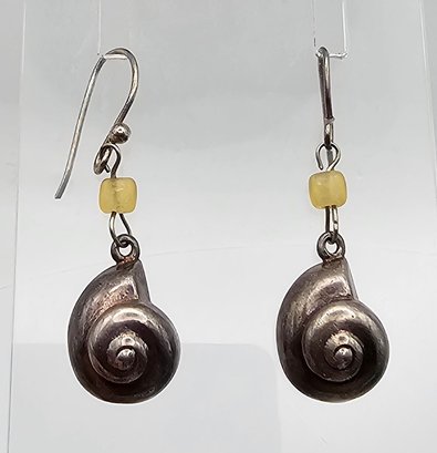 Sterling Silver Shell Drop Dangle Earrings 3.6 G