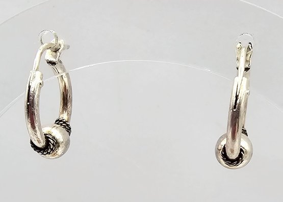 Sterling Silver Ball Hoop Earrings 1.8 G