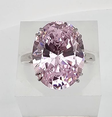 Pink Tourmaline Sterling Silver Cocktail Ring Size 6 7.6 G