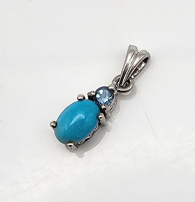 Turquoise Topaz Sterling Silver Pendant 0.8 G