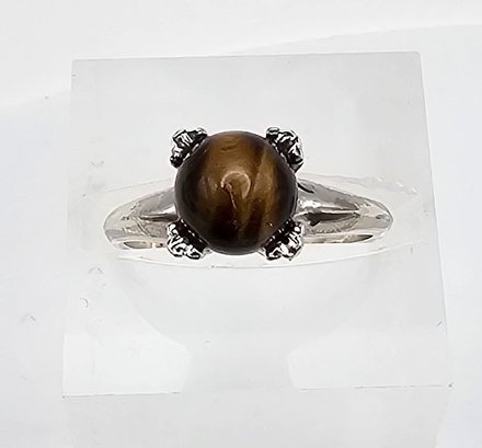 Tigers Eye Sterling Silver Ring Size 5 2.4 G