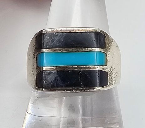 Sodalite Turquoise Sterling Silver Ring Size 11 13 G