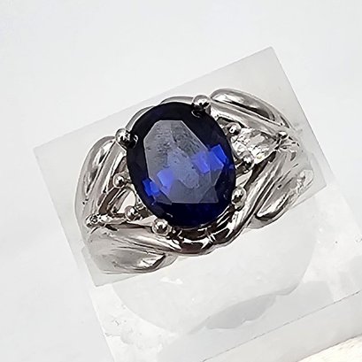 Sapphire Sterling Silver Cocktail Ring Size 5 7.3 G Approximately 2.25 TCW