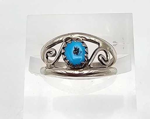 Turquoise Sterling Silver Ring Size 4 1.5 G