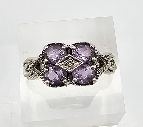 Amethyst Sterling Silver Cocktail Ring Size 8 4 G Approximately 0.80 TCW